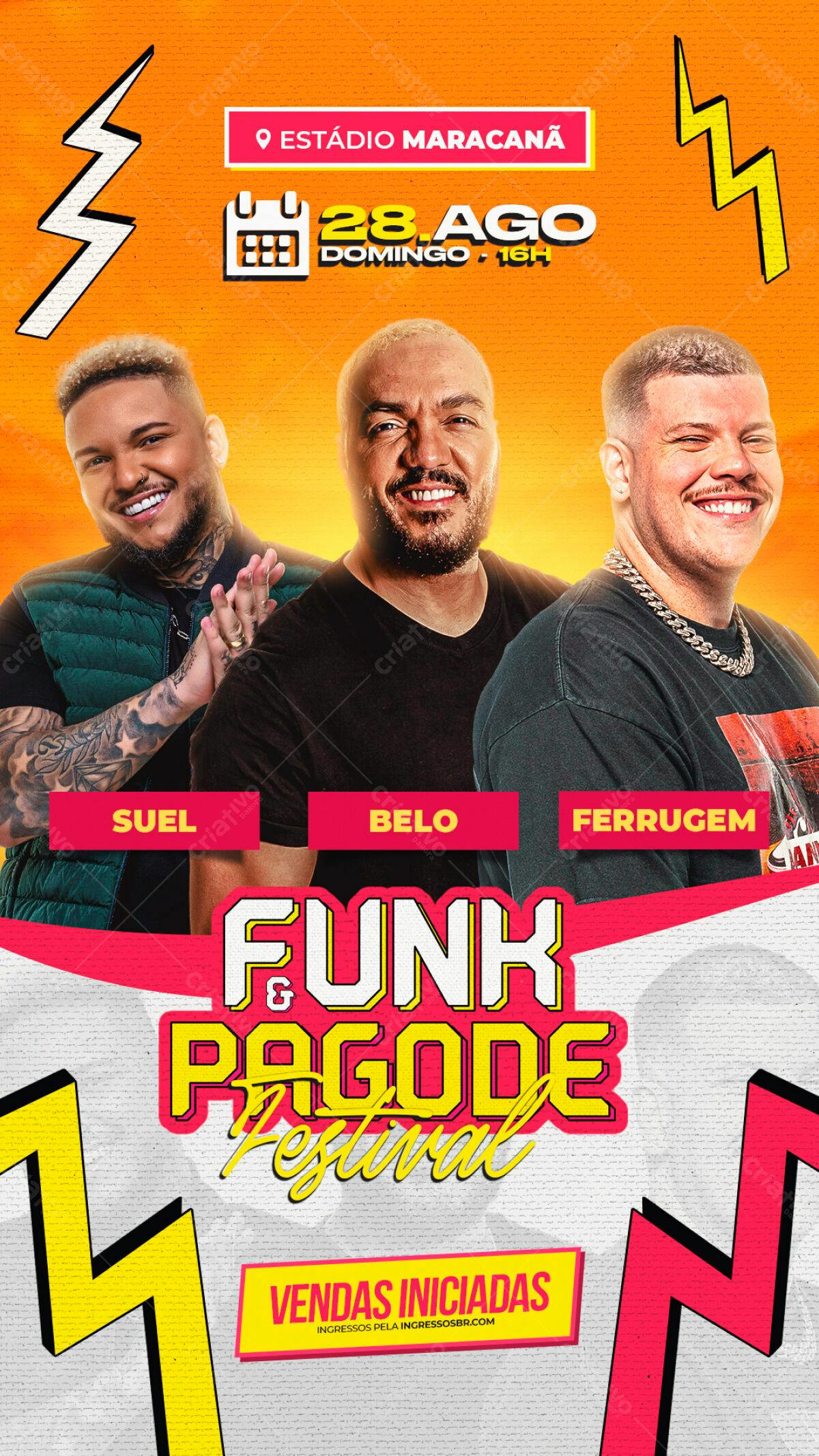 Flyer para Festival Funk e Pagode PSD Editável