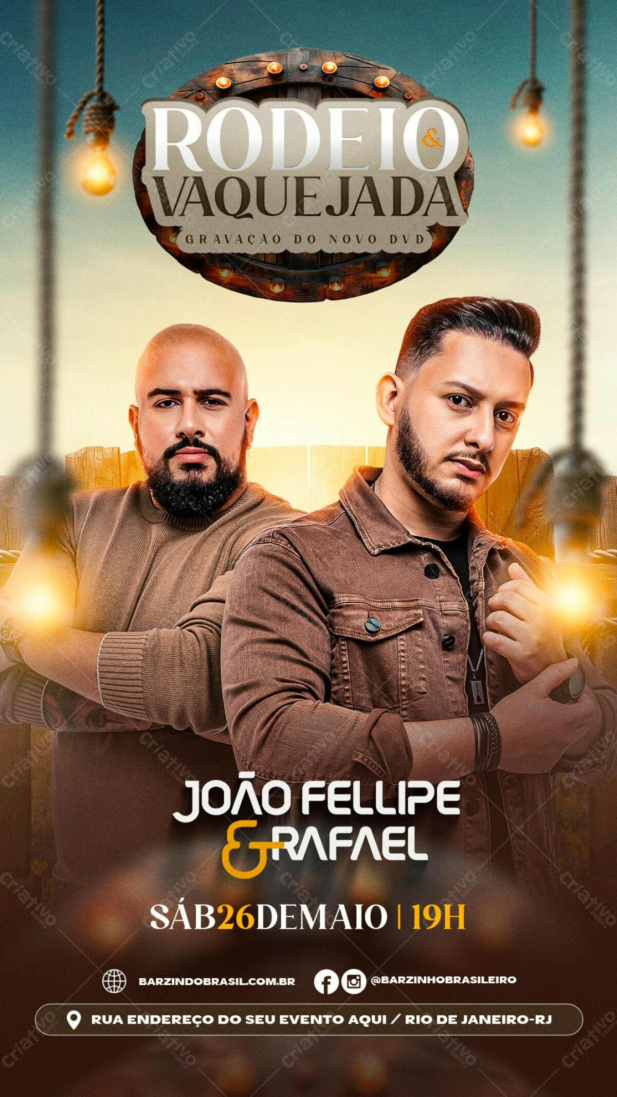 Flyer para Evento de Rodeio e Vaquejada PSD Editável