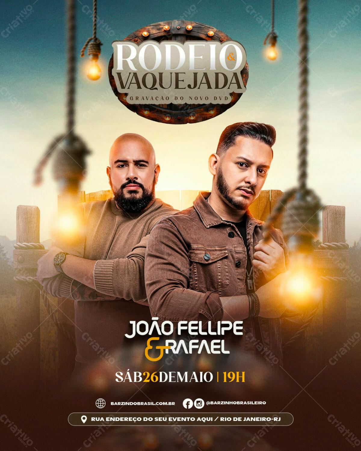Flyer para Rodeio e Vaquejada PSD Editável