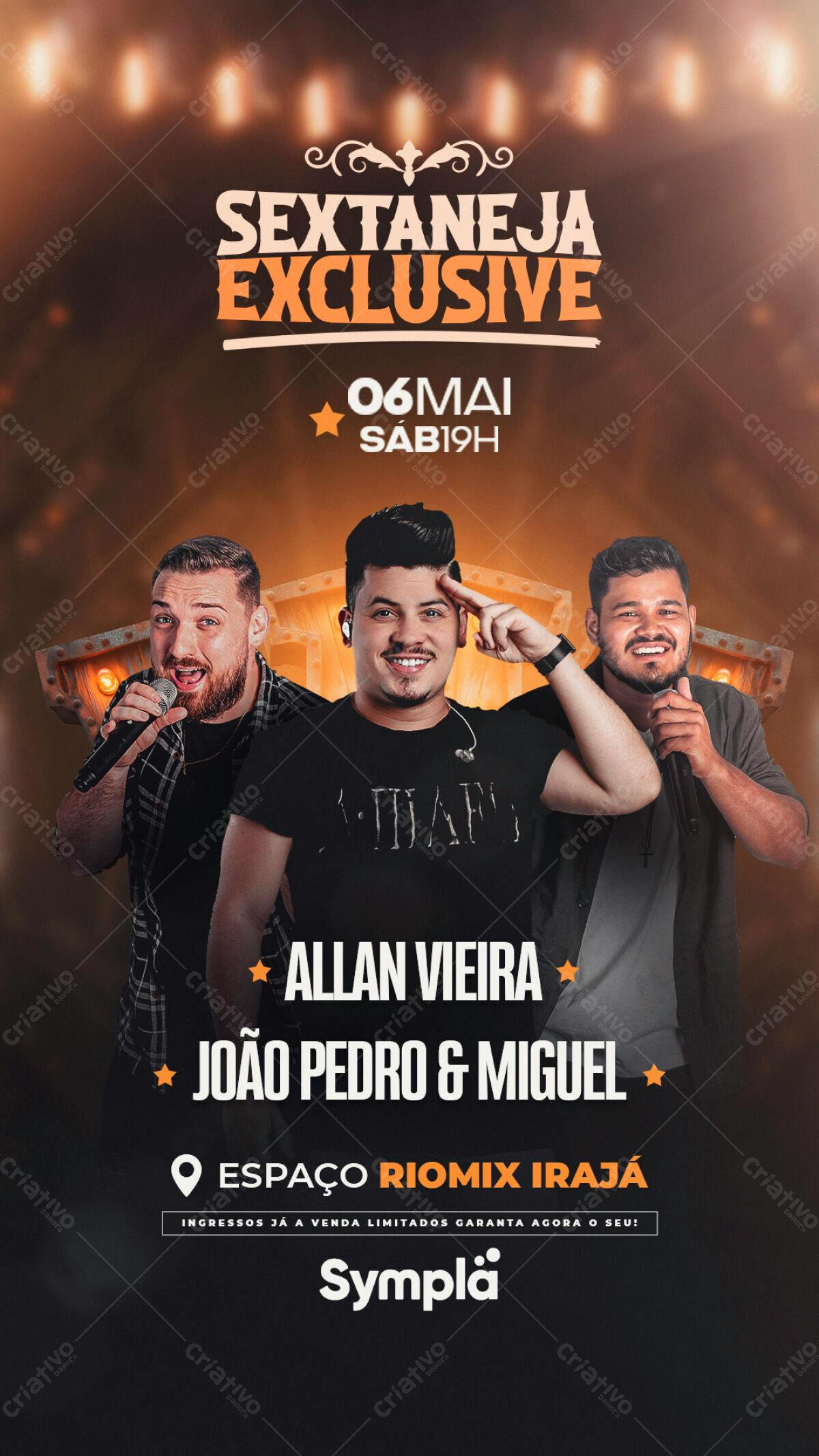Flyer para Show Sertanejo com Allan Vieira, João Pedro & Miguel PSD Editável