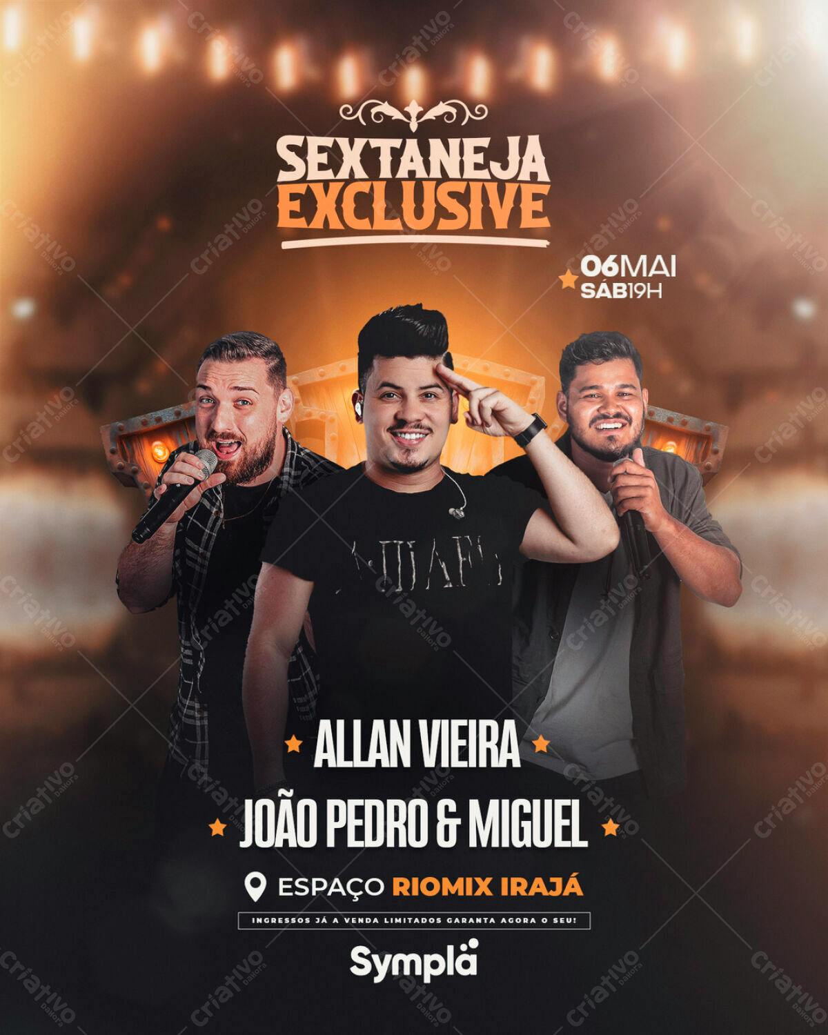 Flyer para Festa Sertaneja com Allan Vieira, João Pedro & Miguel PSD Editável