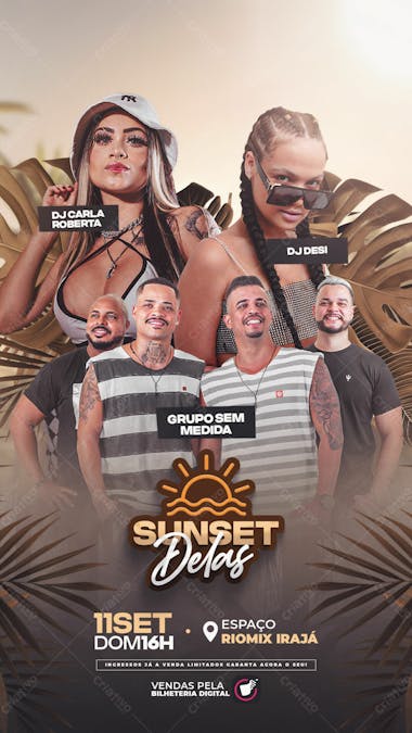 Flyer evento sunset delas story