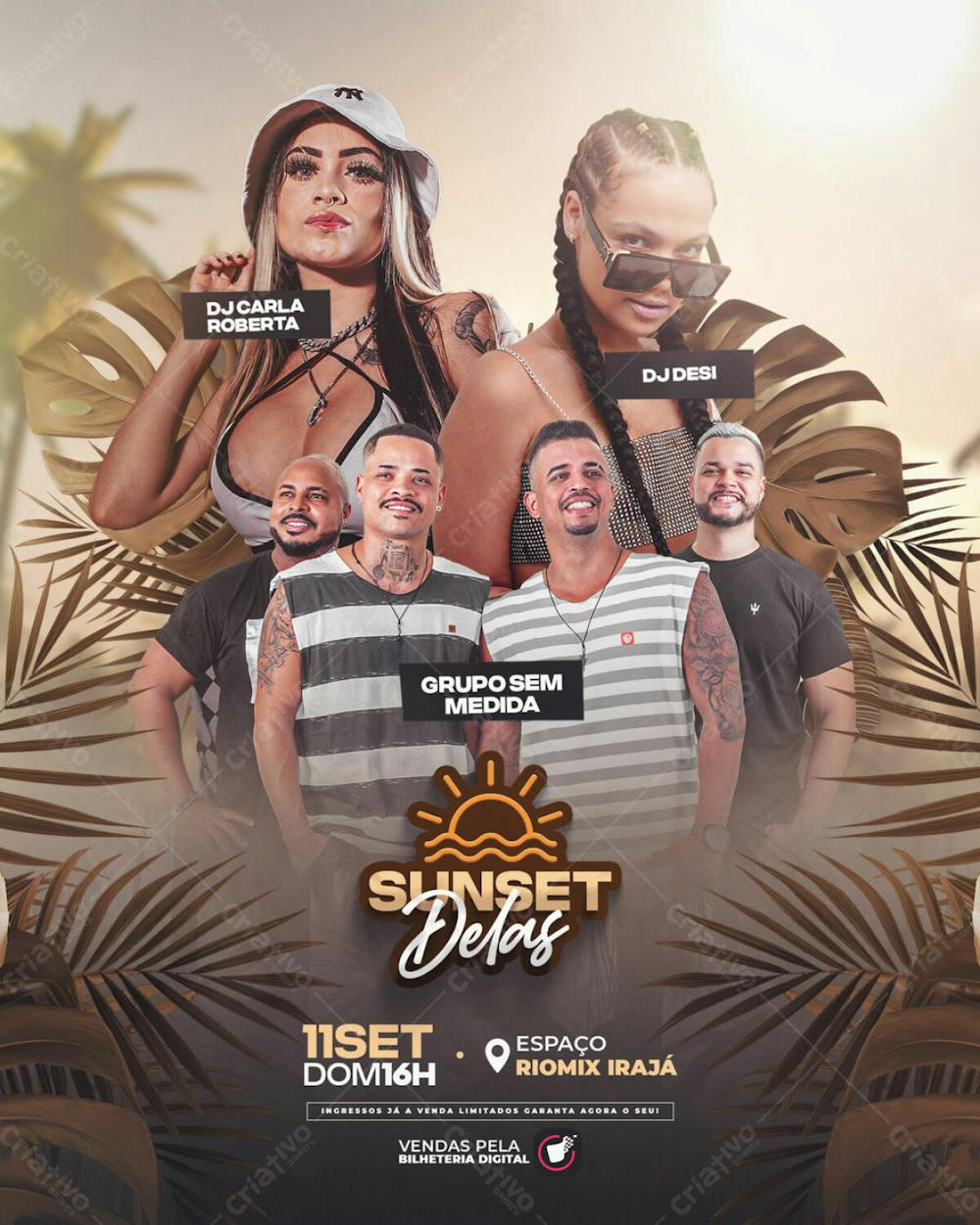 Flyer Evento Sunset Delas