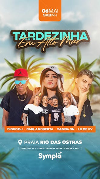 Flyer evento tardezinha em alto mar story