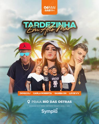 Flyer evento tardezinha em alto mar