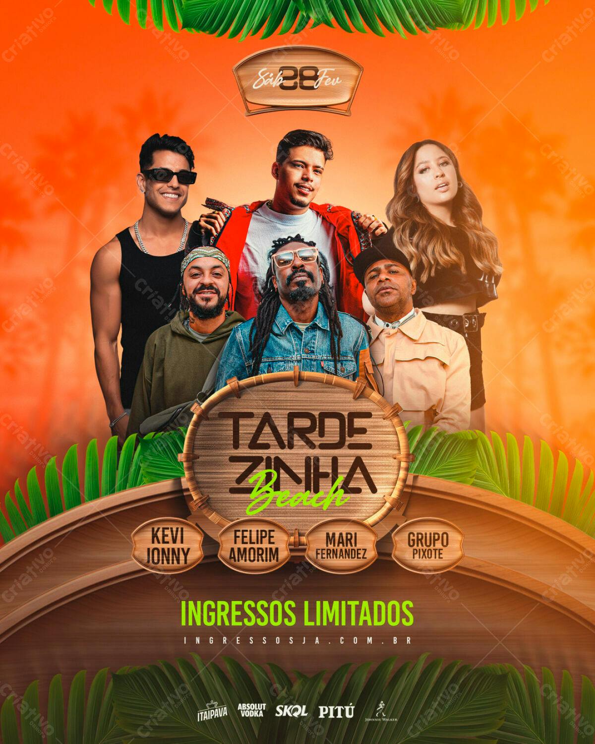 Flyer para Tarde Zinha Beach PSD Editável