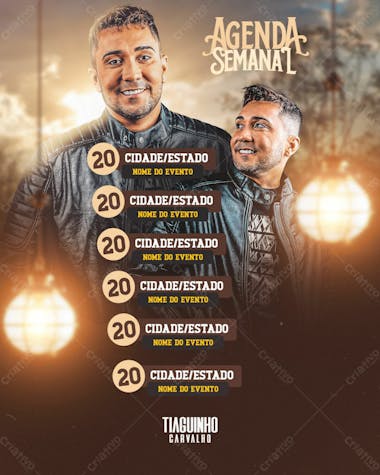 Flyer agenda semanal thiaguinho carvalho