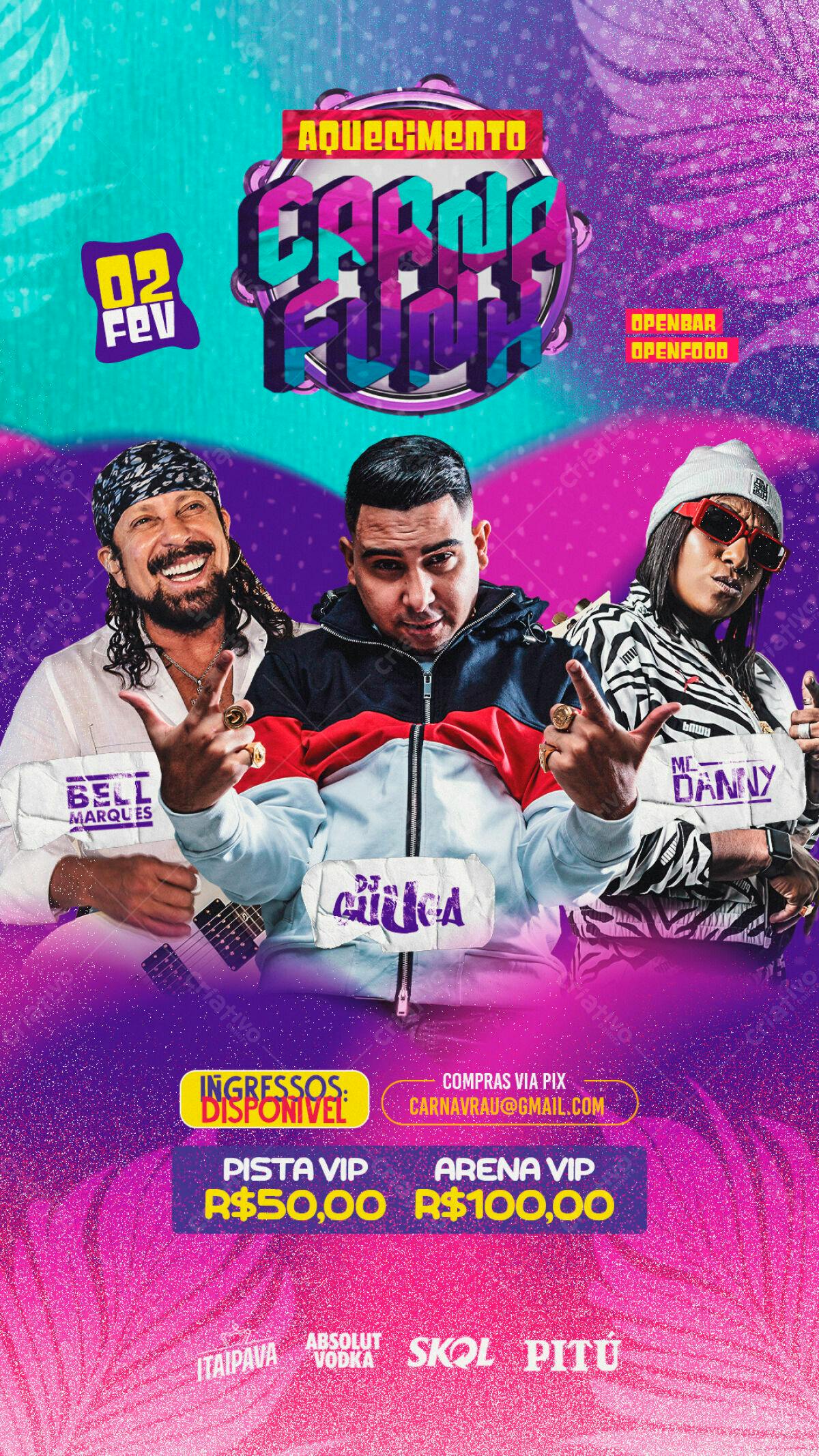 Flyer para Aquecimento Carnaval Funk PSD Editável