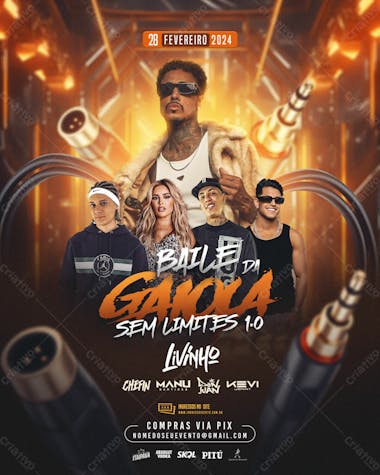 Flyer evento baile da gaiola sem limetes .