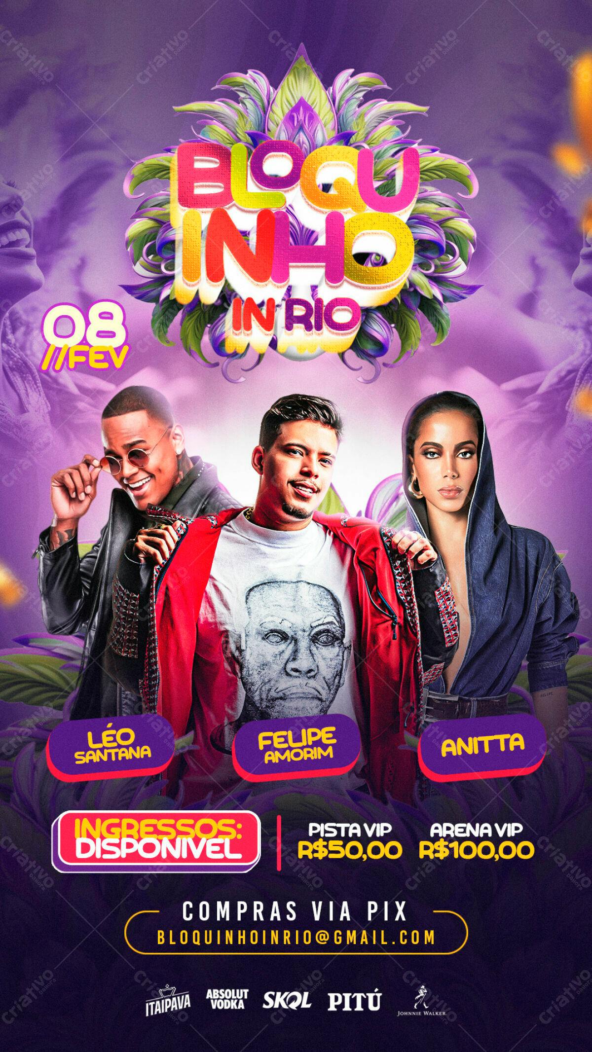 Flyer Bloquinho In Rio PSD Editável