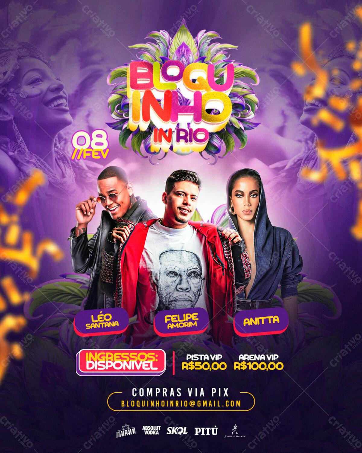Flyer Bloquinho no Rio PSD Editável