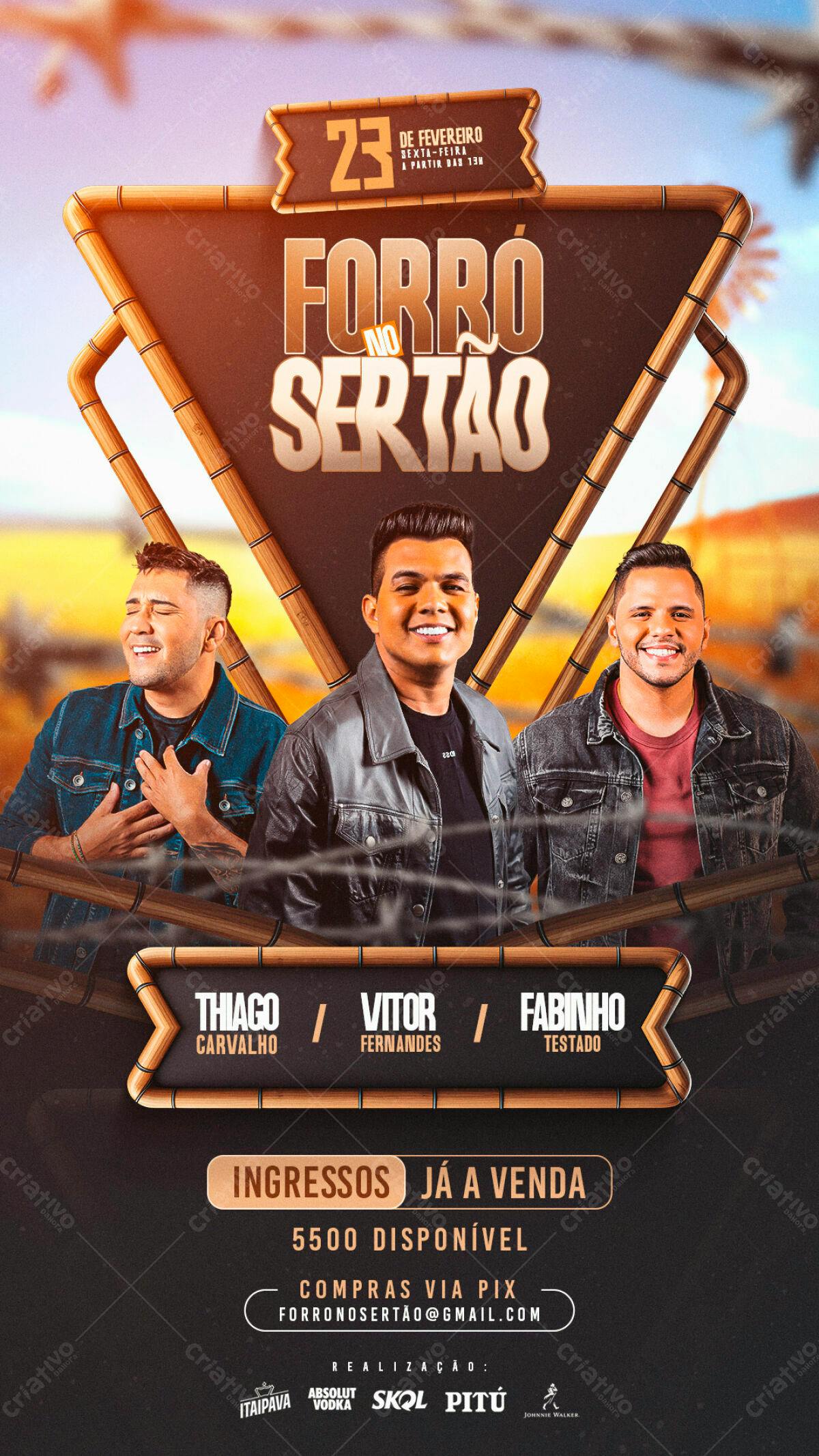 Flyer Forró no Sertão PSD Editável
