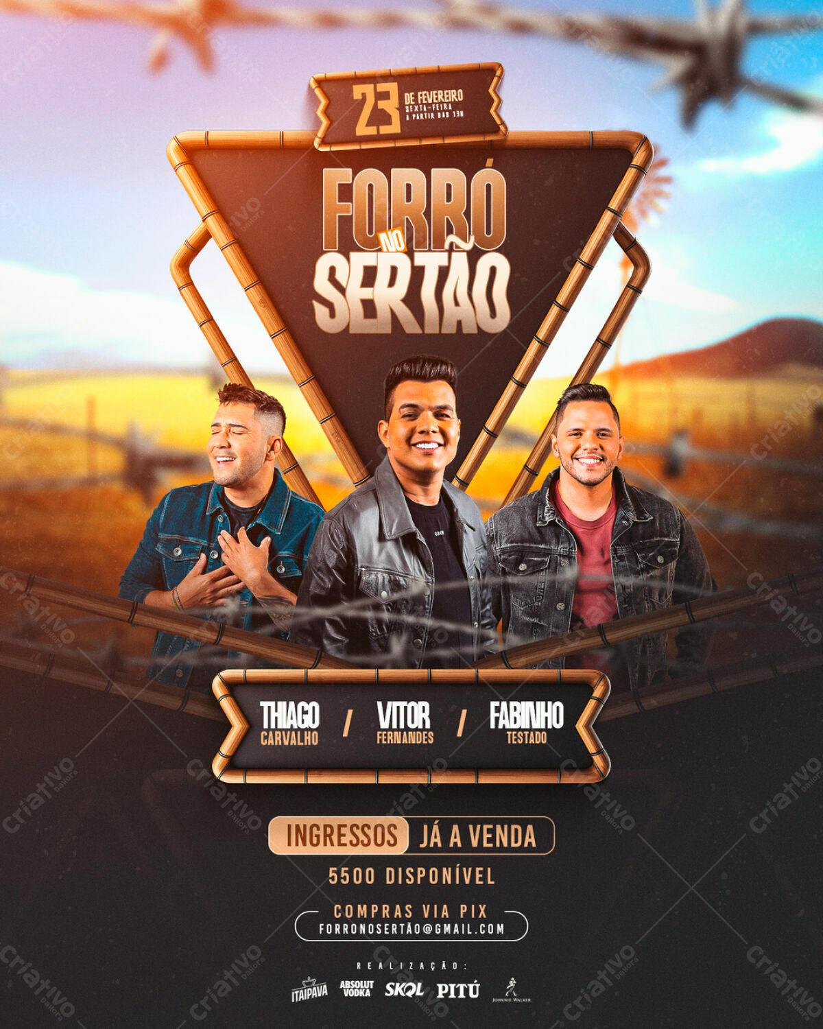 Flyer Forró no Sertão PSD Editável