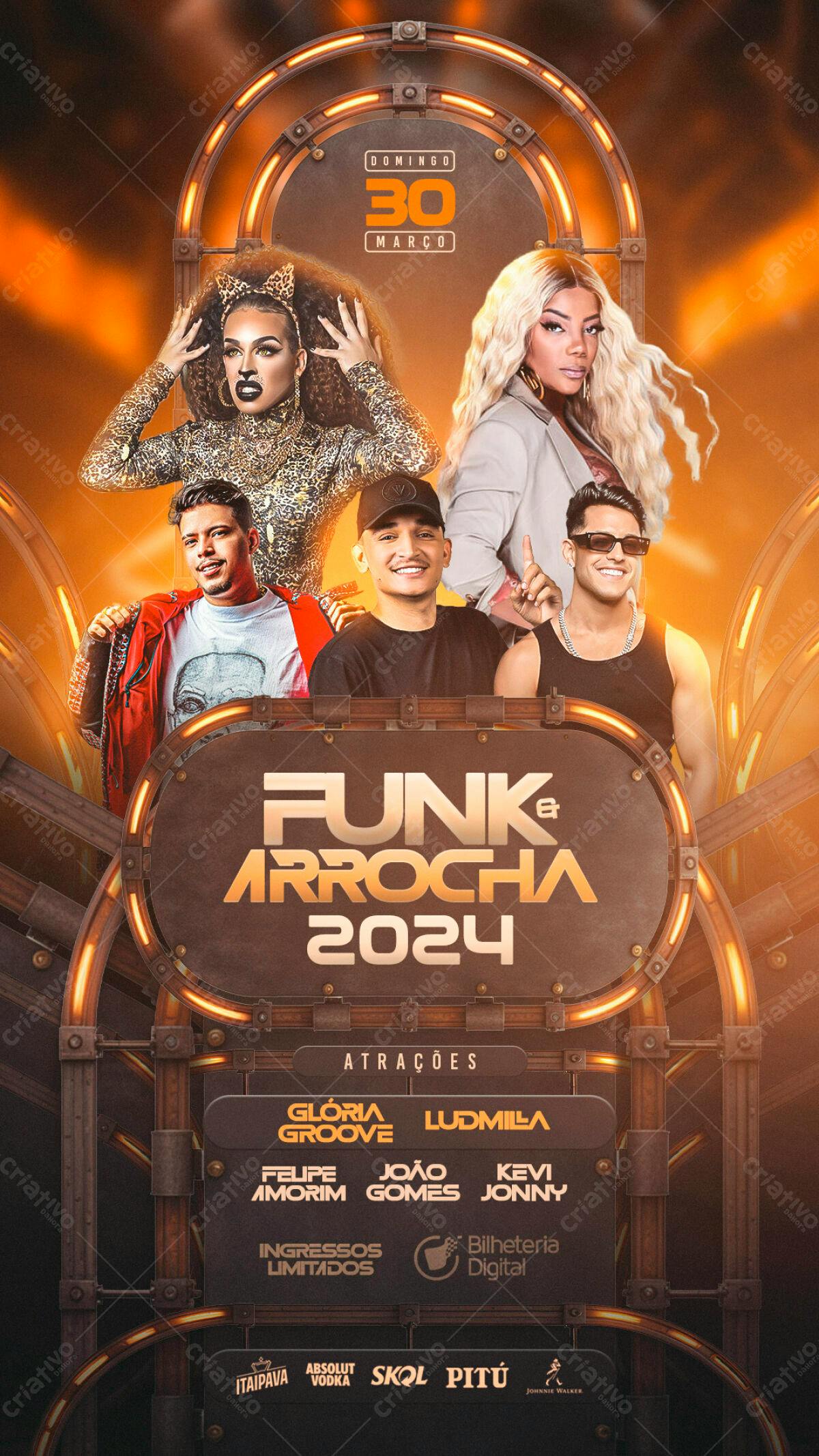 Flyer Festa Funk e Arrocha 2024 PSD Editável
