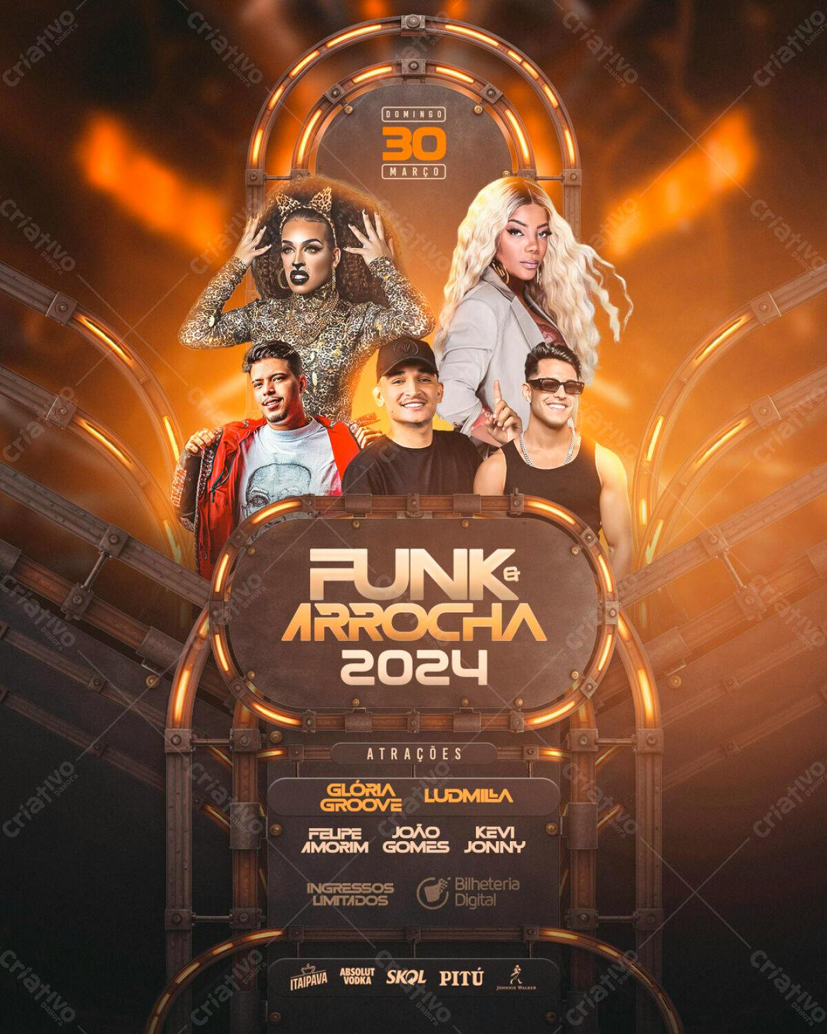 Flyer Funk e Arrocha 2024 PSD Editável