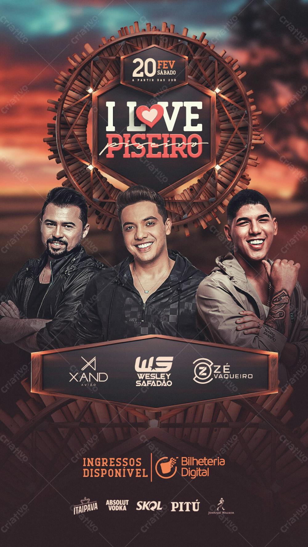 Flyer Evento I Love Piseiro Story