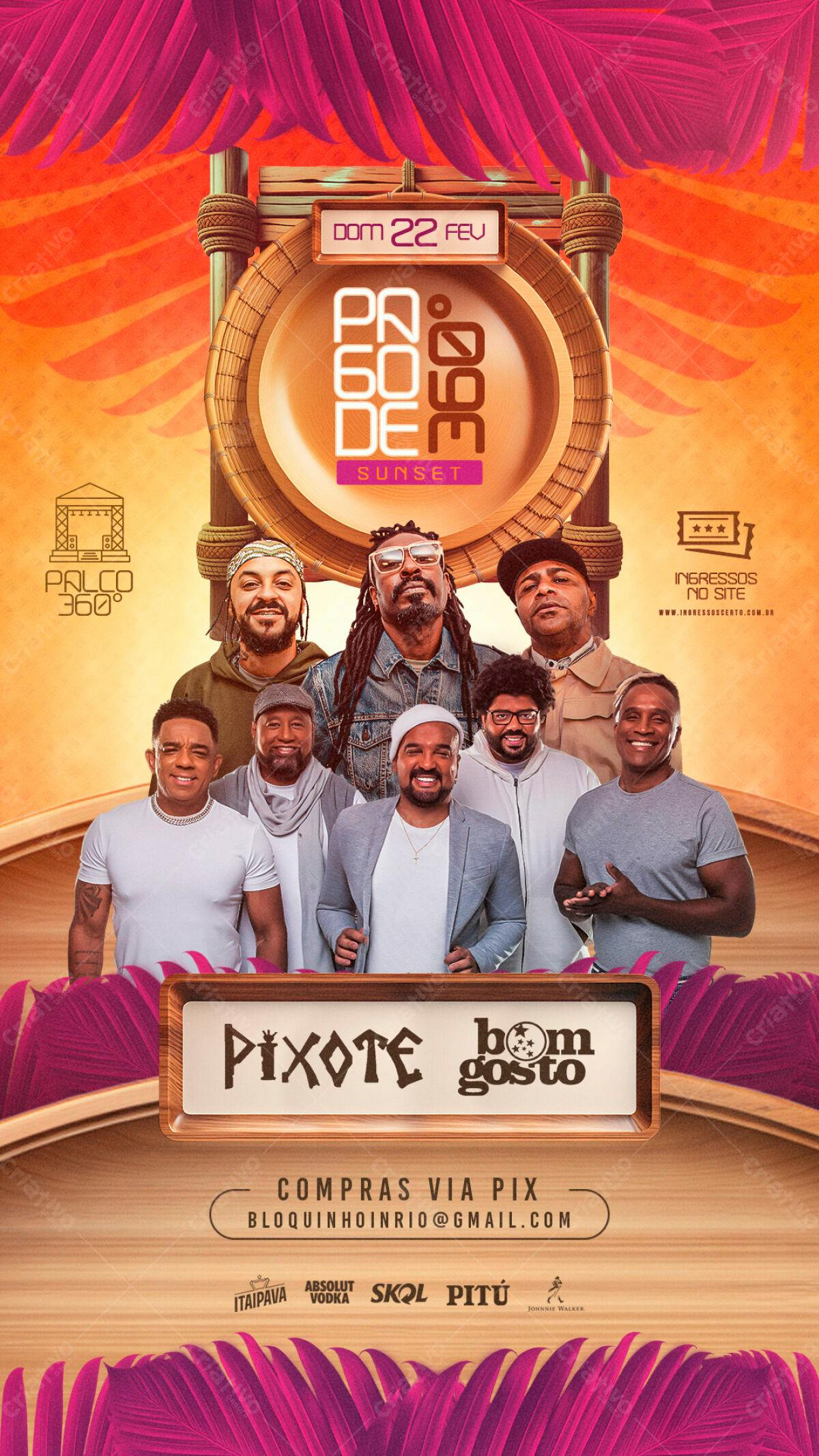 Flyer para Show Pixote e Bom Gosto PSD Editável