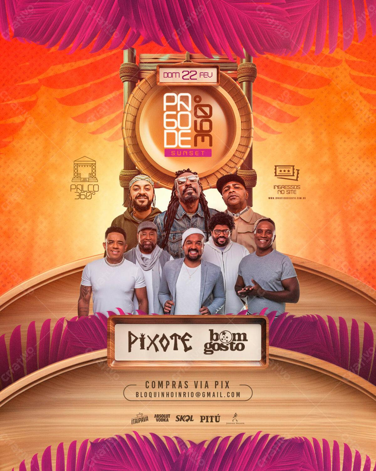 Flyer para Show Pixote e Bom Gosto PSD Editável