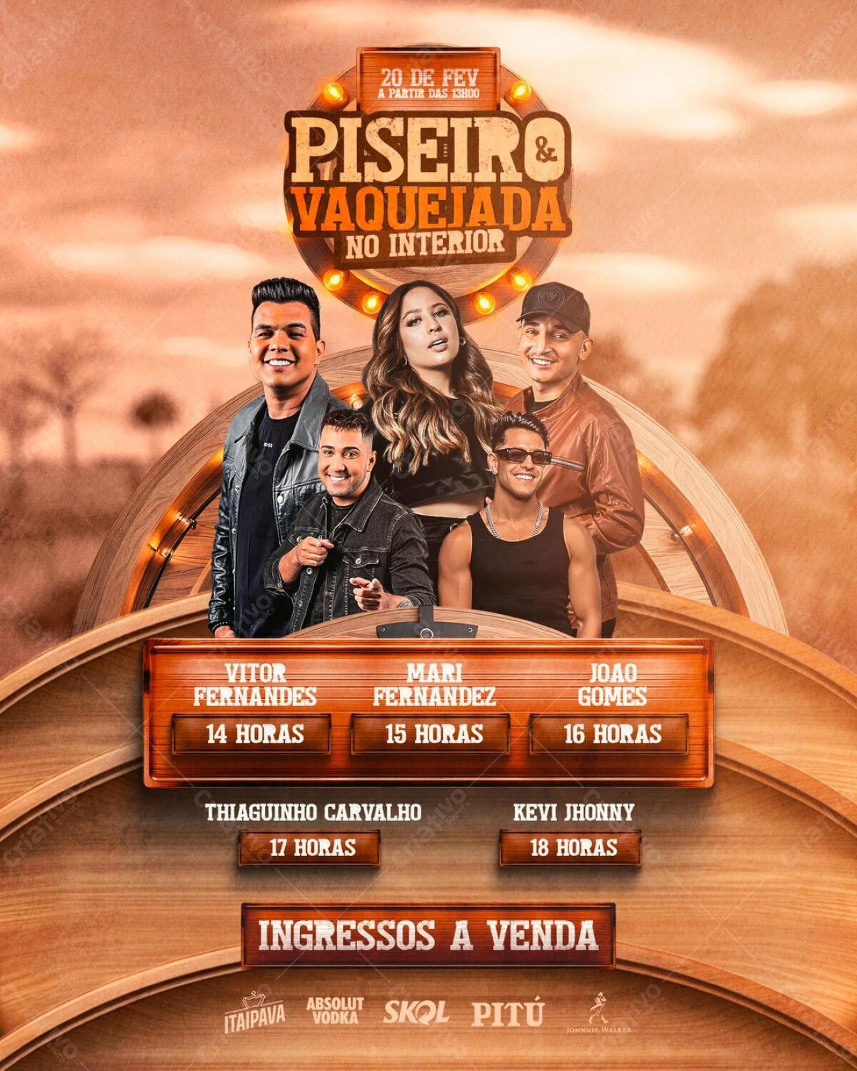 Flyer Piseiro e Vaquejada PSD Editável