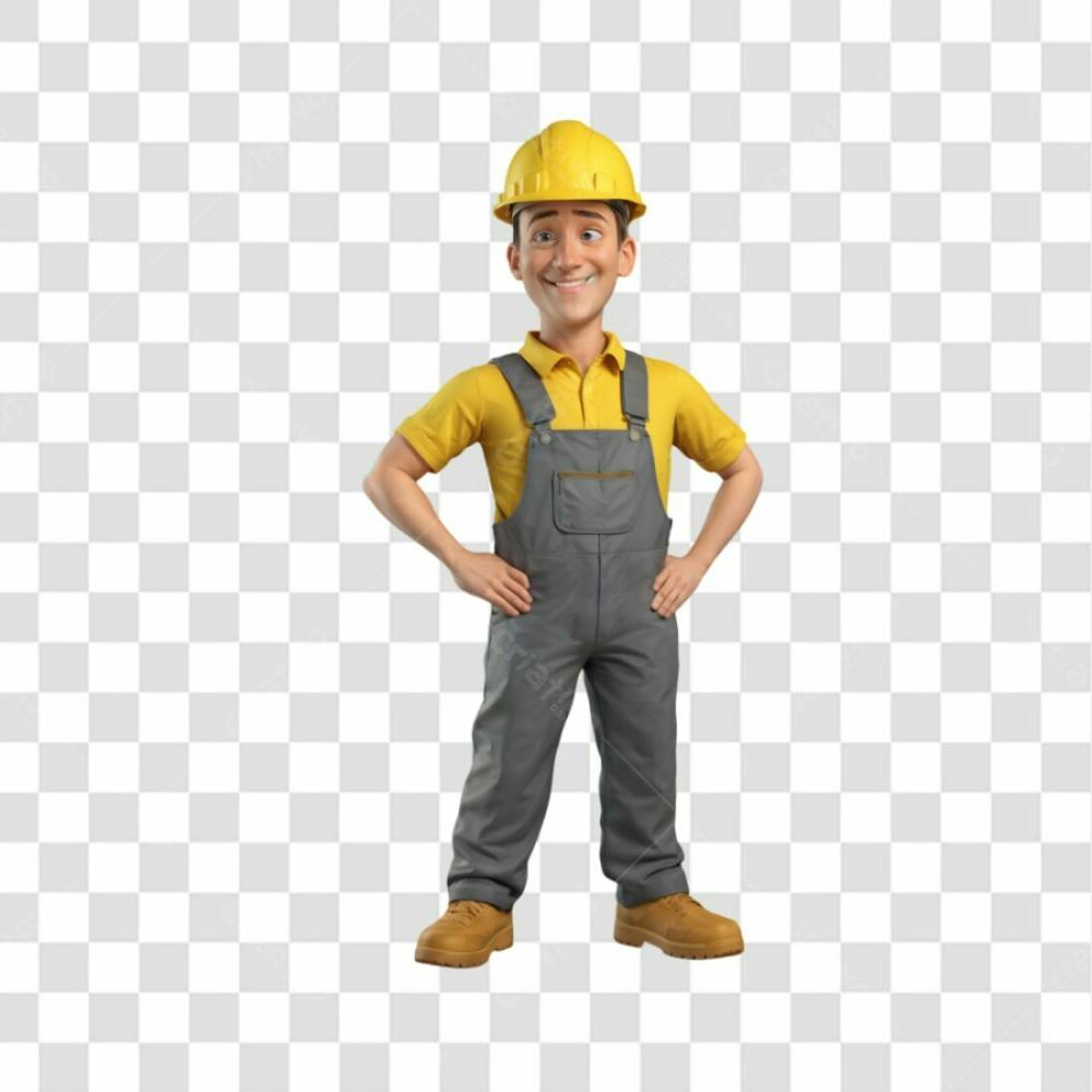 3D Render Trabalhador Cartoon Png Transparente