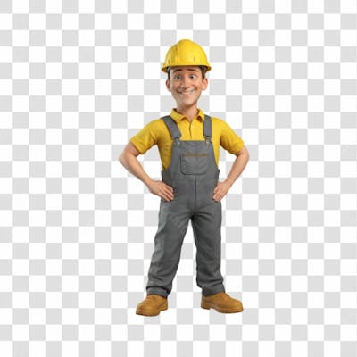 3D Render Trabalhador Cartoon Png Transparente