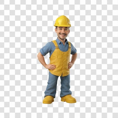 3D Render Trabalhador Cartoon Png Transparente