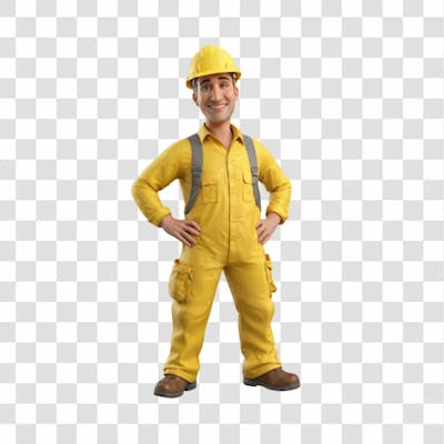 3D Render Trabalhador Cartoon Png Transparente