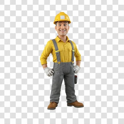 3D Render Trabalhador Cartoon Png Transparente