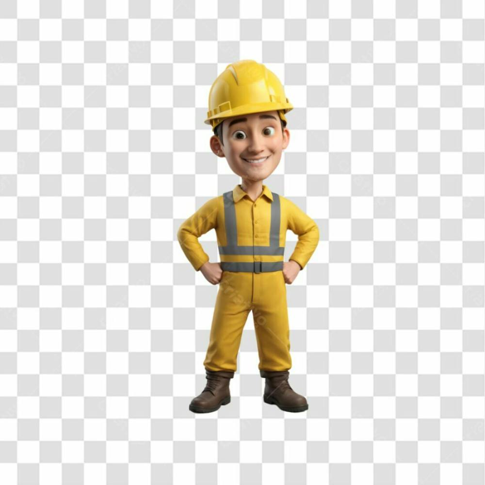 3D Render Trabalhador Cartoon Png Transparente