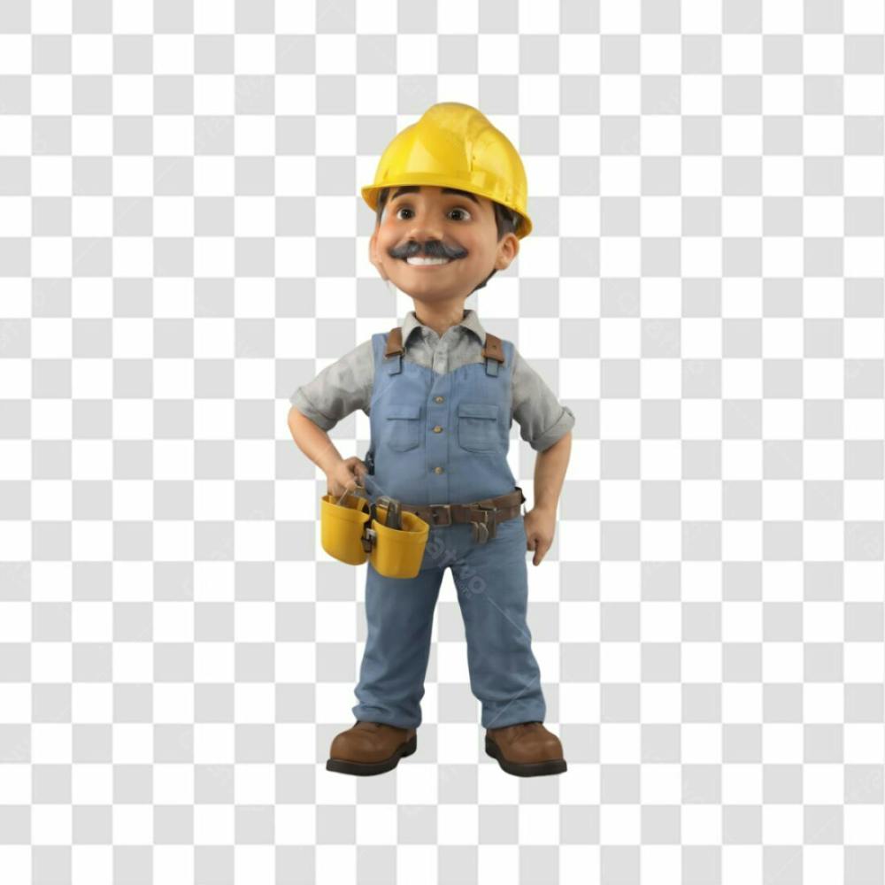 3D Render Trabalhador Cartoon Png Transparente