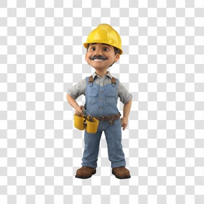 3D Render Trabalhador Cartoon Png Transparente