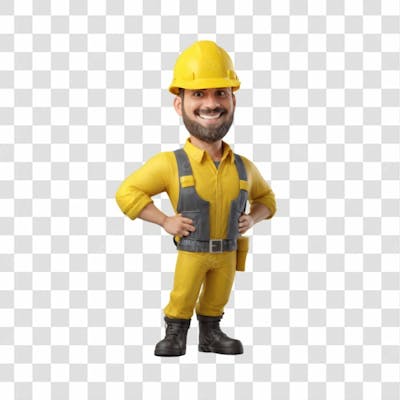3D Render Trabalhador Cartoon Png Transparente