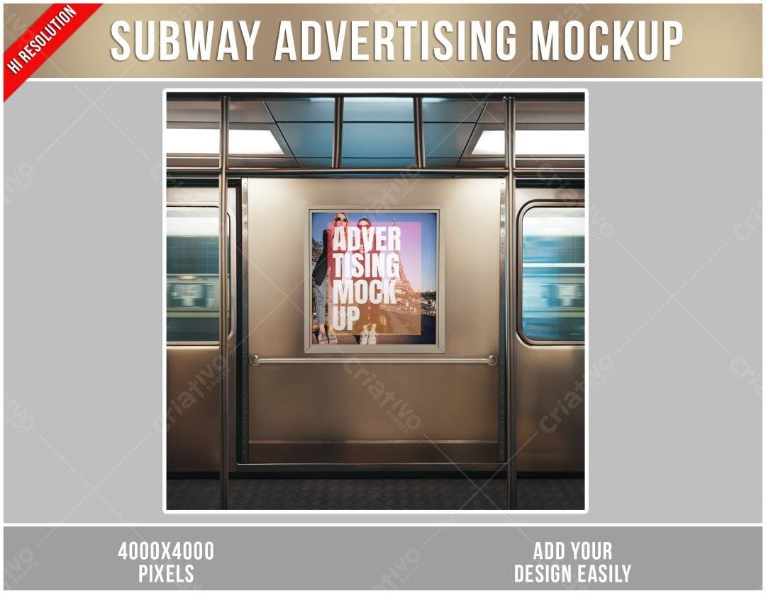 Mockup de Anúncio Metrô PSD Editável