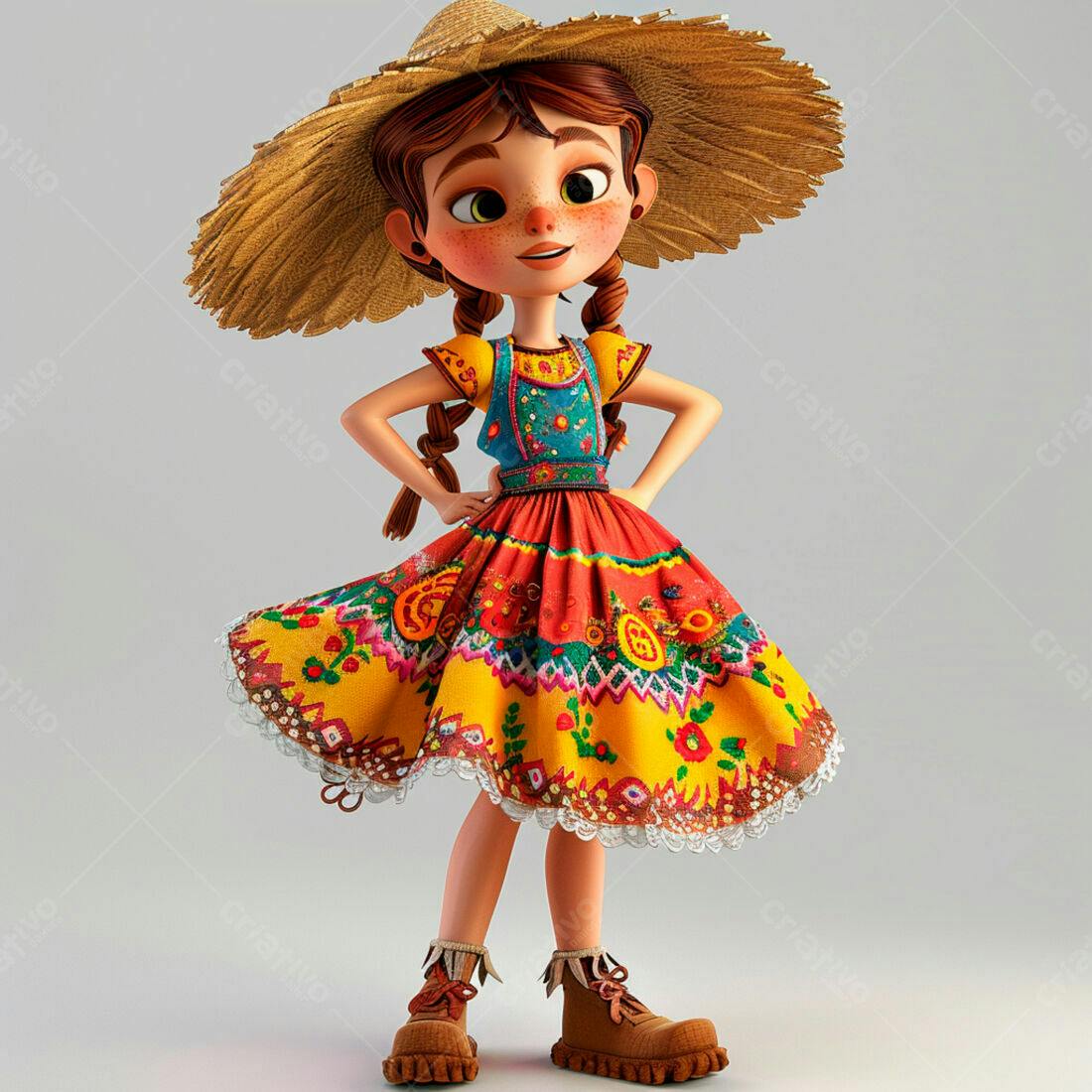Menina em vestido colorido Festa Junina