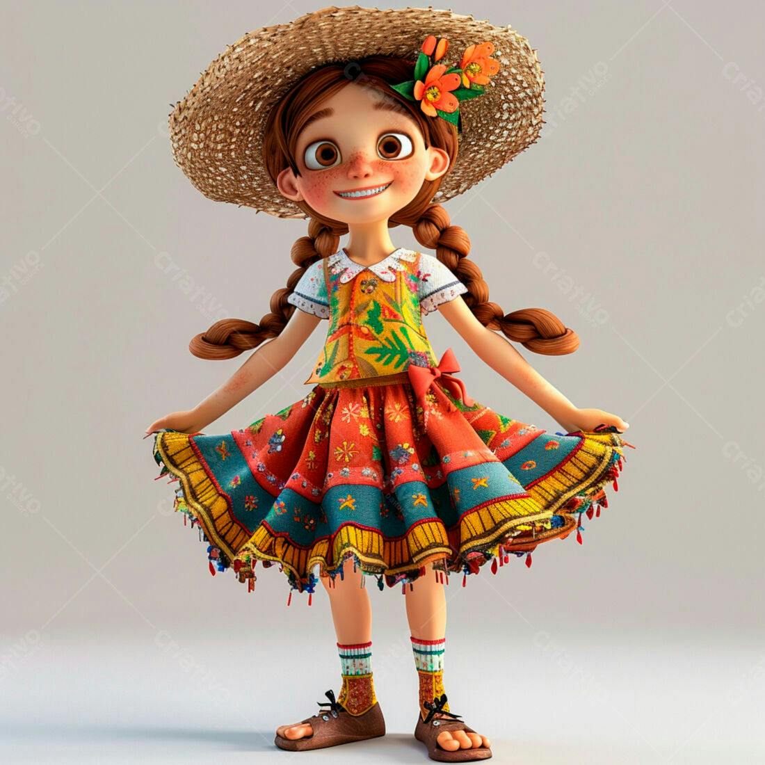 Menina alegre em roupa de festa junina