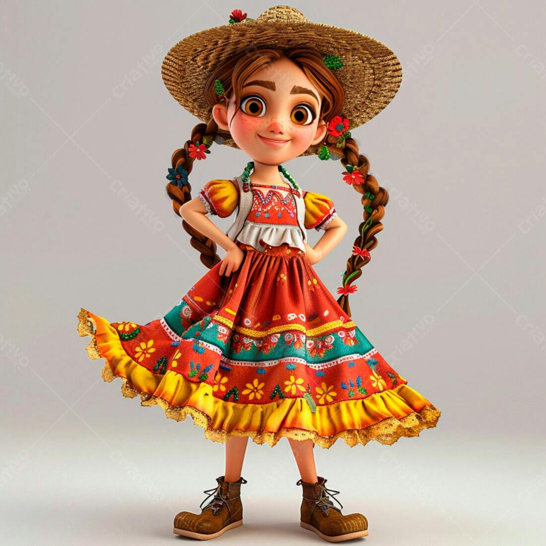 Menina em vestido colorido Festa Junina