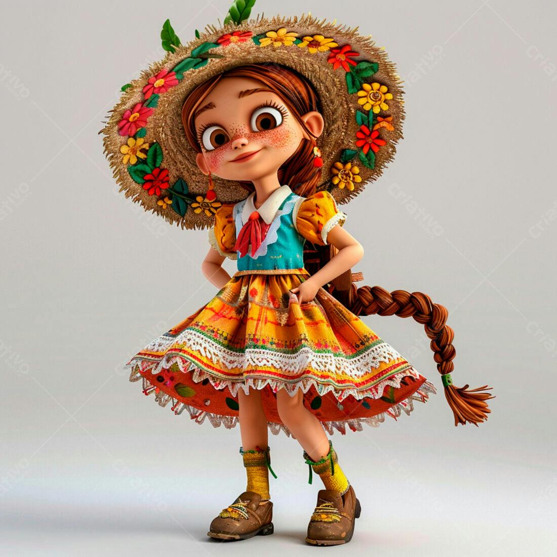 Menina em vestido colorido Festa Junina