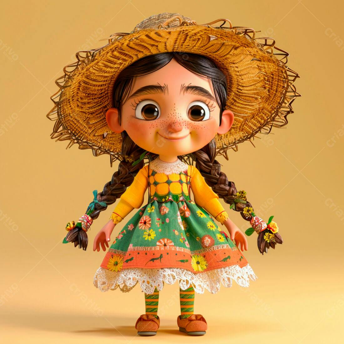 Menina fofa em roupa de Festa Junina