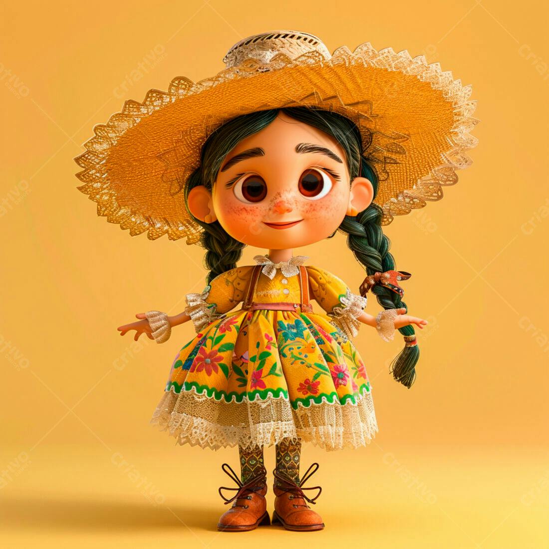 Menina fofa em vestido floral amarelo
