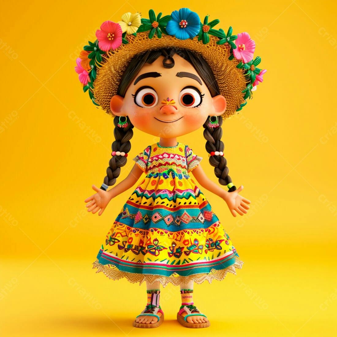 Menina mexicana em vestido colorido