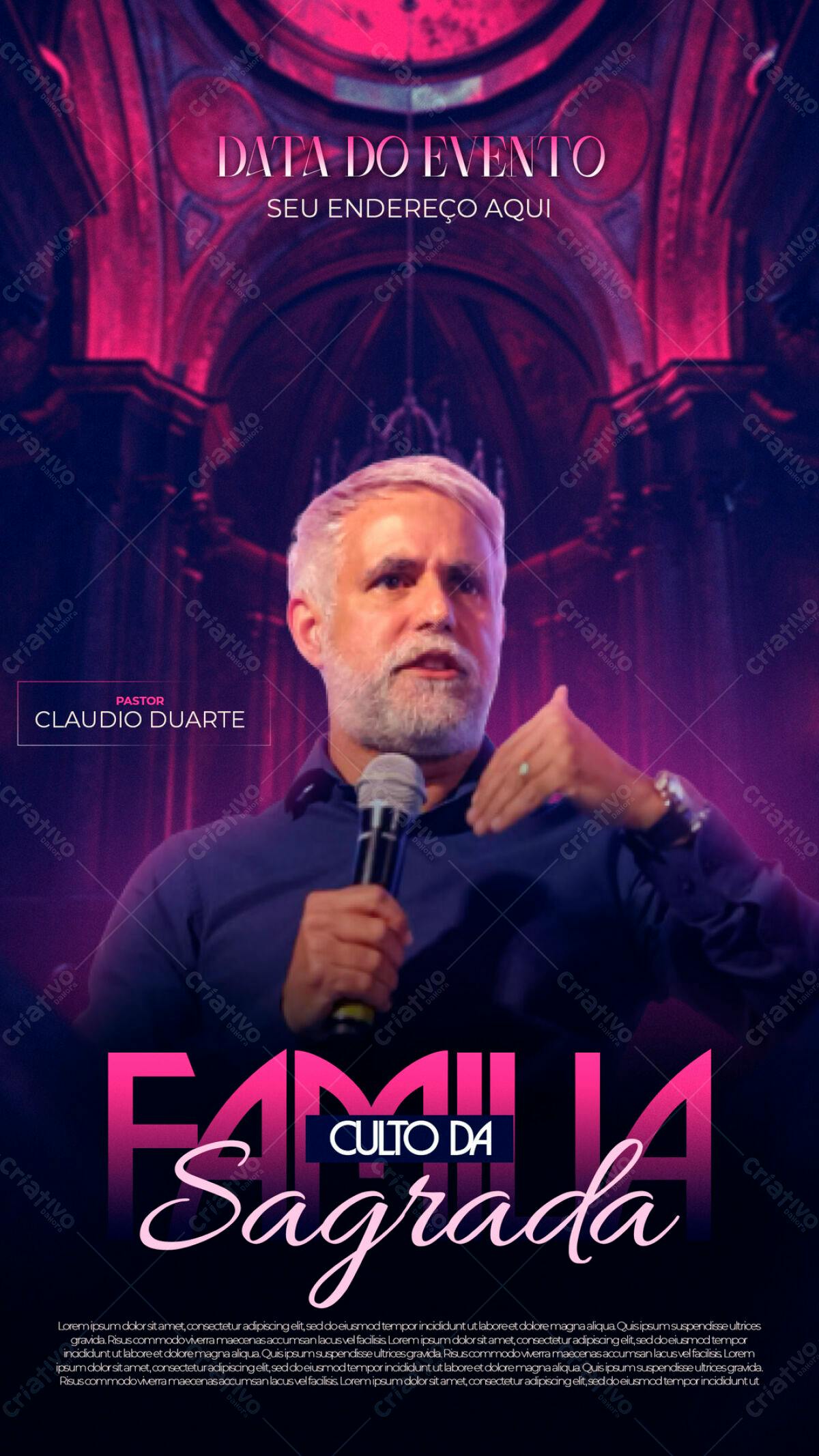 Flyer para Culto da Família Sagrada PSD Editável