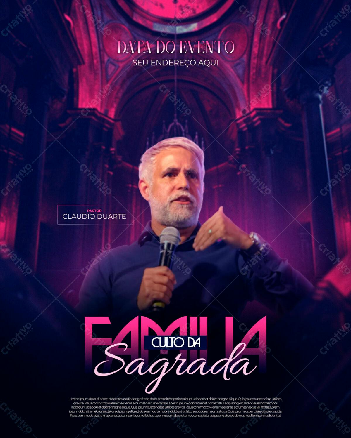 Flyer para Culto da Família Sagrada PSD Editável