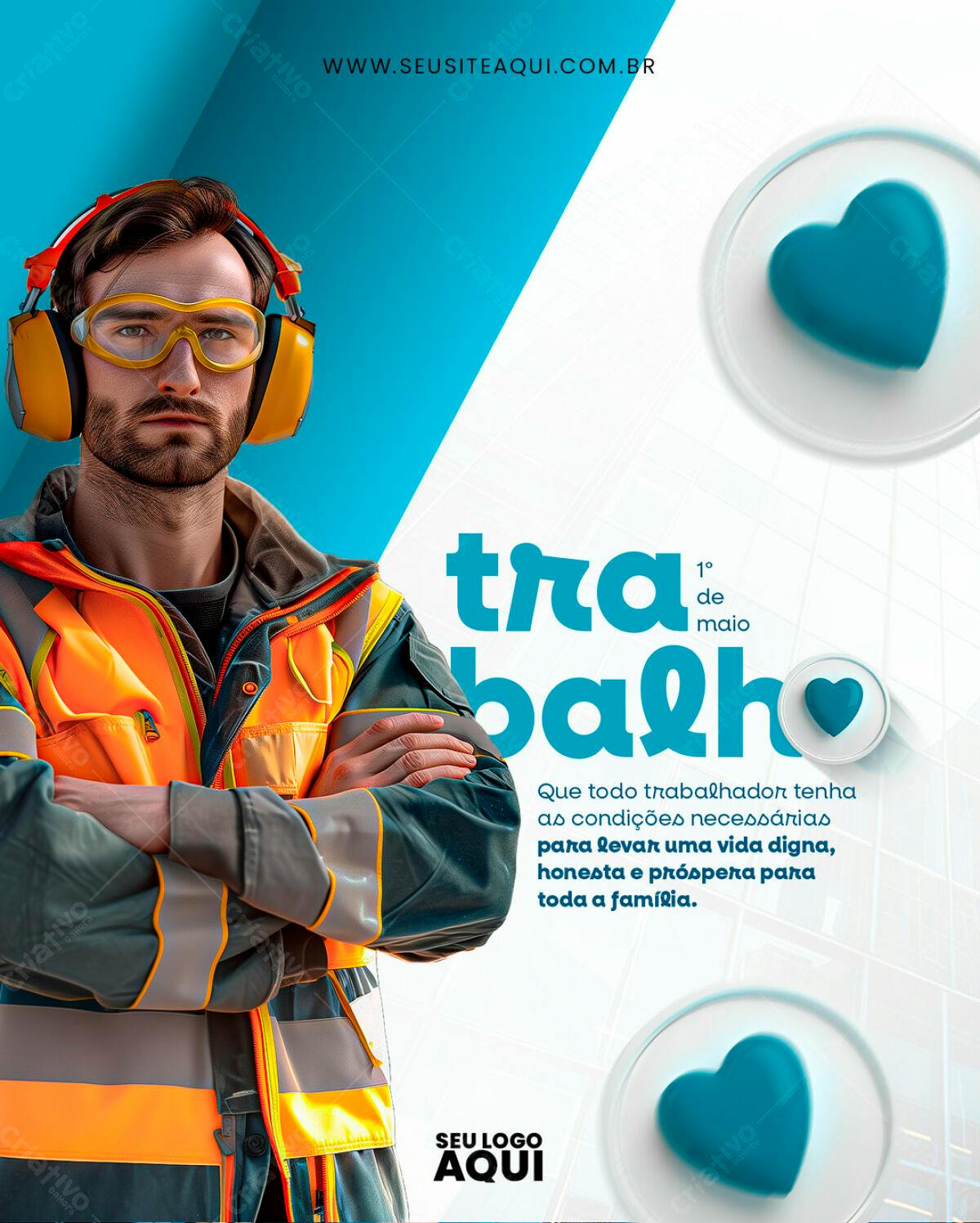 Flyer Dia do Trabalho PSD Editável