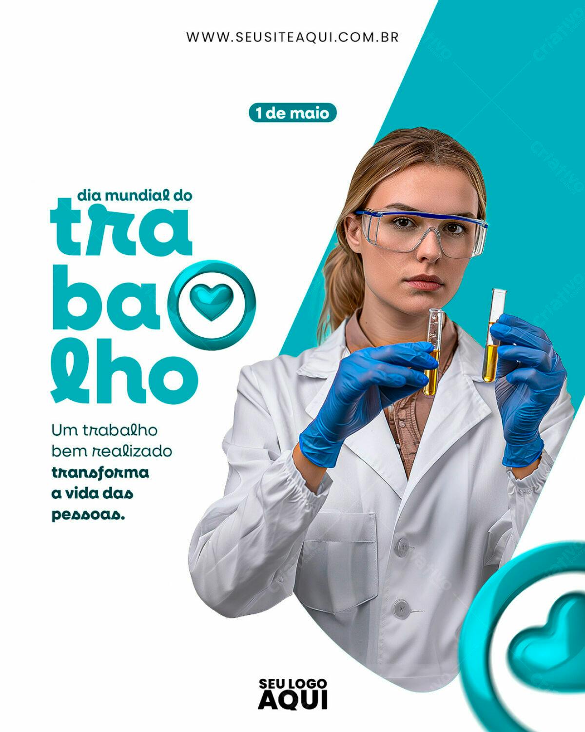 Flyer Dia Mundial do Trabalho PSD Editável