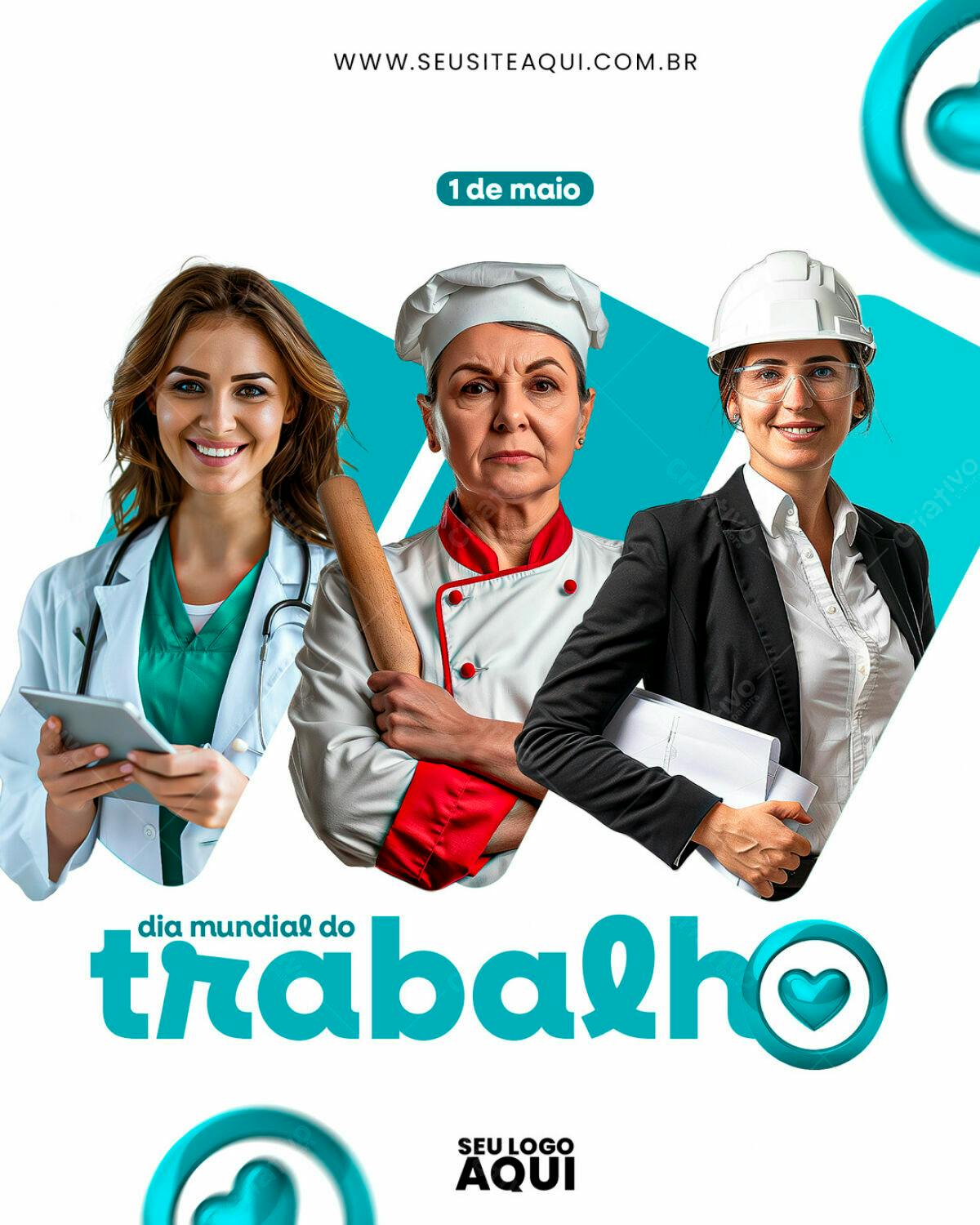 Flyer Dia Mundial do Trabalho PSD Editável