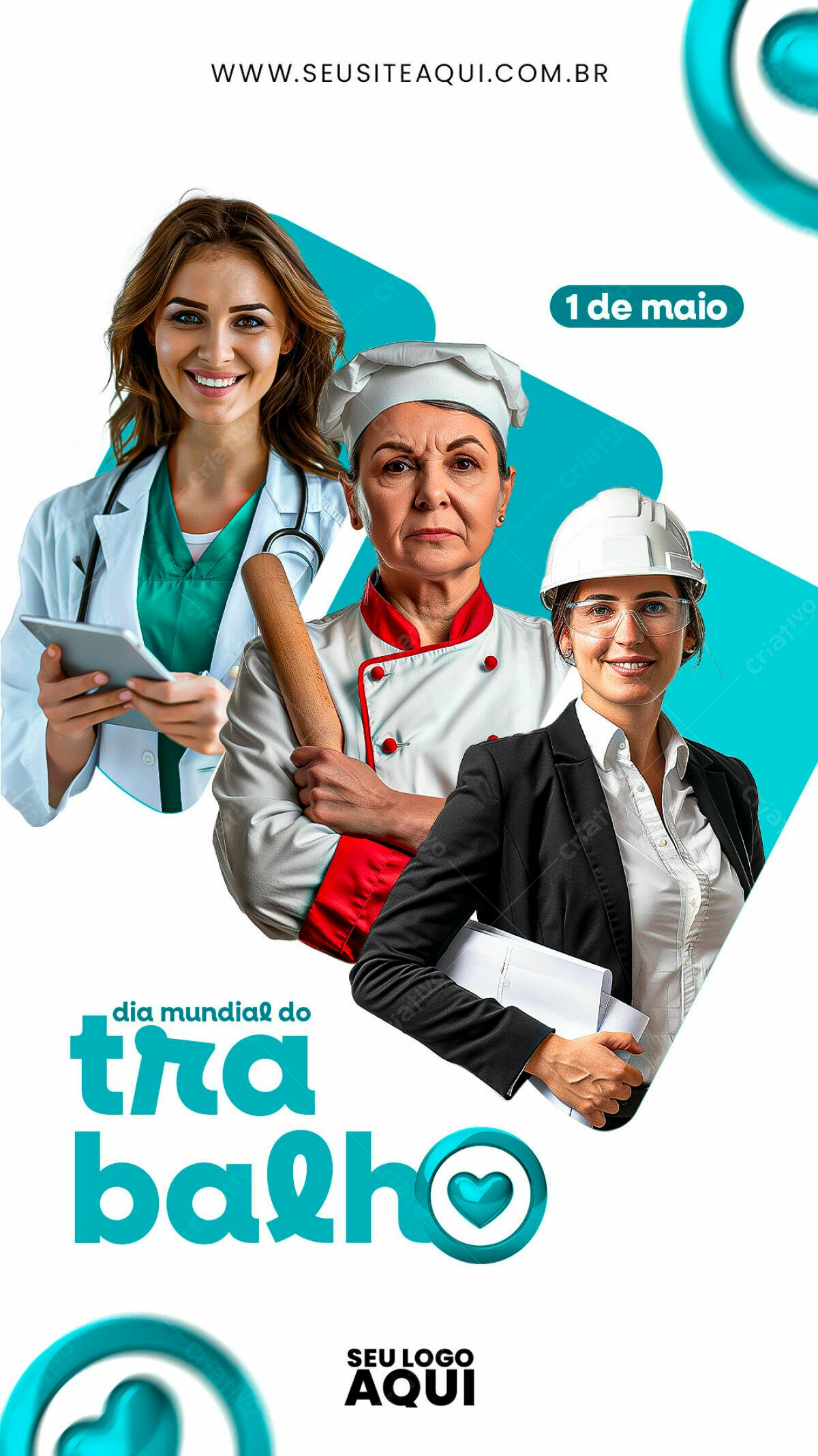 Flyer Dia Mundial do Trabalho PSD Editável