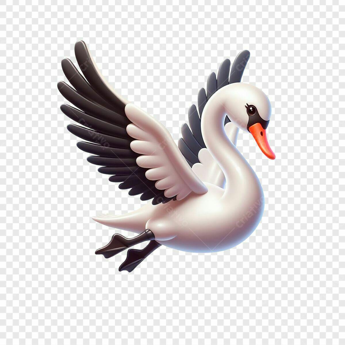 Ilustração Cisne Voando PSD Editável