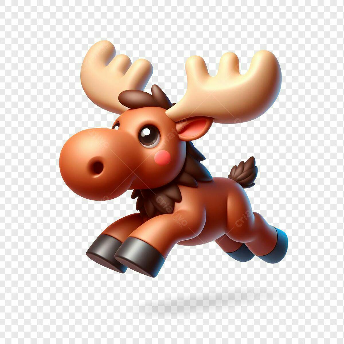 Mascote Alce em Salto para Natal PSD Editável