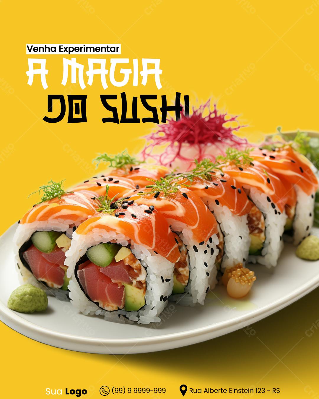Flyer para Restaurante de Sushi PSD Editável