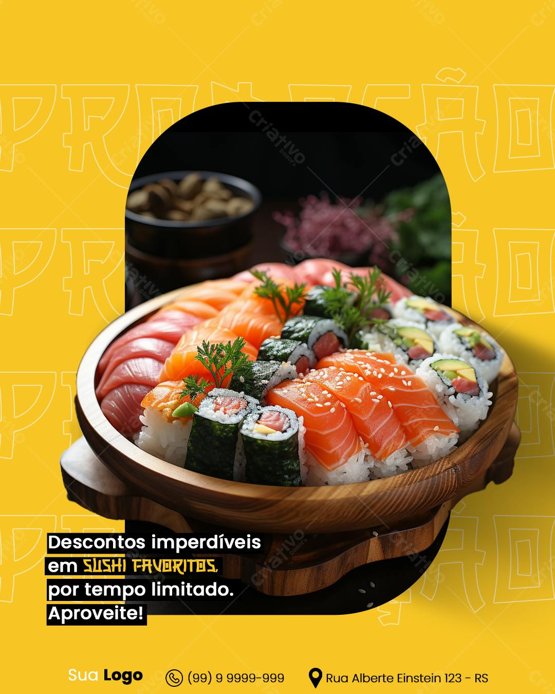 Flyer para Promoção de Sushi PSD Editável